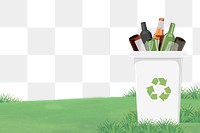 Bottles png recycle bin border, transparent background