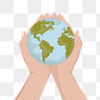 Save the earth png environmentalist hand illustration, transparent background