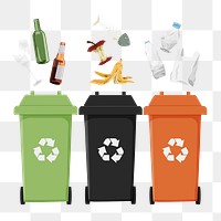 Recycling bins png environment illustration, transparent background