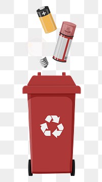 Red png recycling bin,  transparent background