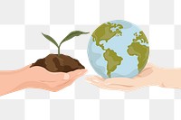 Save the earth png environmental conservation illustration, transparent background