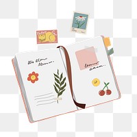 Personal journal png feminine stationery, transparent background