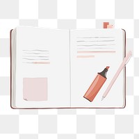Personal journal png cute stationery, transparent background