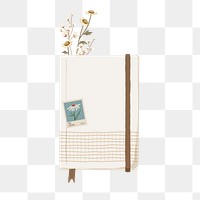 Floral journal png aesthetic, transparent background