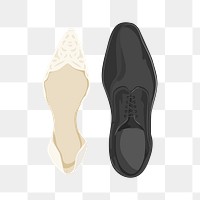 Bride & groom png wedding shoes illustration, transparent background