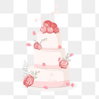Pink floral png wedding cake, transparent background