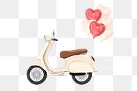 Wedding getaway png scooter, transparent background