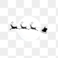 Santa sleigh silhouette png, transparent background