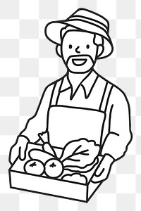 PNG Male smart farmer selling organic produce line art, collage element, transparent background