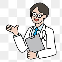 PNG Male doctor holding medical report png sticker, transparent background