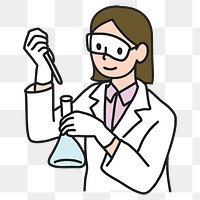 PNG Young female scientist working in lab, collage element, transparent background