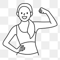 PNG Woman workout flat line sticker, transparent background