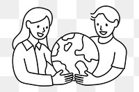 PNG Save our planet flat line sticker, transparent background