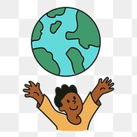 PNG Kid save the planet sticker, transparent background