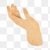 PNG Palm hand gesture, paper craft element, transparent background