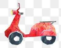 Motorcycle scooter png, paper craft element, transparent background