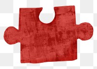 PNG Red puzzle piece, paper craft element, transparent background