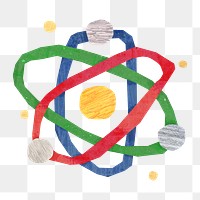 Atom science png, paper craft element, transparent background