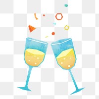 PNG Clinking champagne glasses, celebration paper craft element, transparent background