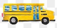 School bus png, paper craft element, transparent background