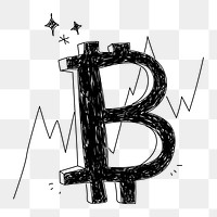 Bitcoin investment png line art, transparent background