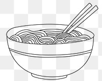 Noodle bowl png line art, transparent background