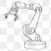 Robotic arm png line art, transparent background