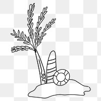 Island png line art, transparent background