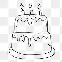 Birthday cake png line art, transparent background