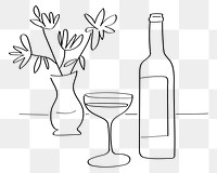 Alcoholic drink png line art, transparent background