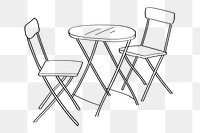 Restaurant table png line art, transparent background