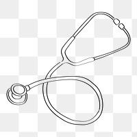 Stethoscope png line art, transparent background