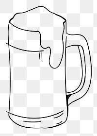 Beer glass png line art, transparent background