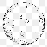 Full moon png line art, transparent background