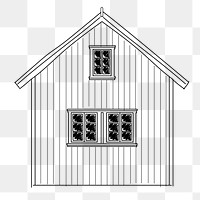 House png line art, transparent background