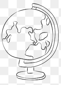 Globe ball png line art, transparent background