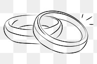 Wedding rings png line art, transparent background