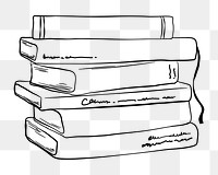 Book stack png line art, transparent background