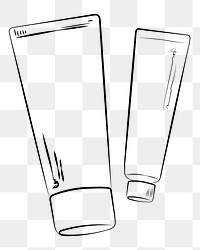 Cosmetic tubes png line art, transparent background