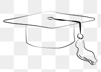 Graduation cap png line art, transparent background