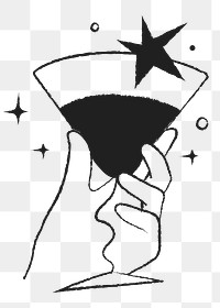 Cocktail png line art, transparent background