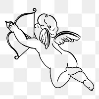 Cupid png line art, transparent background