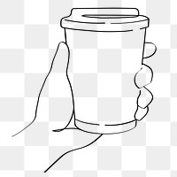 To-go cup png line art, transparent background