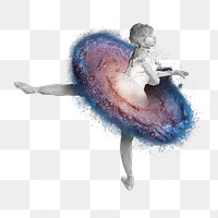 PNG Dancing ballerina, spiral nebula remix, transparent background