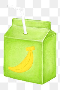 PNG Banana milk box, dairy drink illustration, transparent background