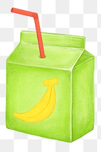 PNG Banana milk box, dairy drink illustration, transparent background