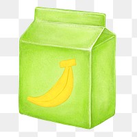 PNG Banana milk box, dairy drink illustration, transparent background