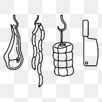 Butcher shop png line art, transparent background