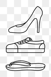 Shoes png line art, transparent background