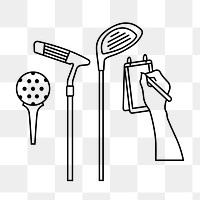 Golf game png line art, transparent background